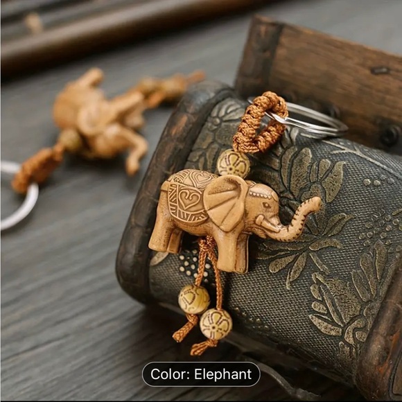 Carved Wood Animal Keychain or Bag Charm — Elephant or Horse - Picture 2 of 6